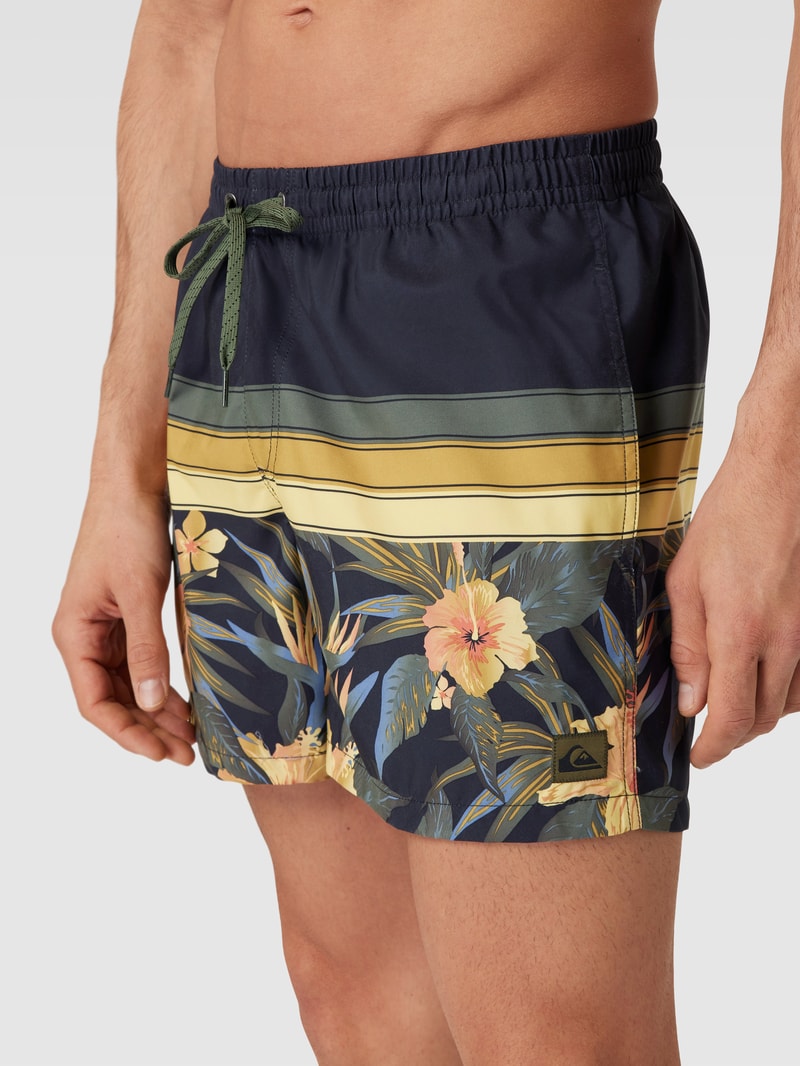 Badehose mit Allover-Muster Modell 'SPORT' in schwarz