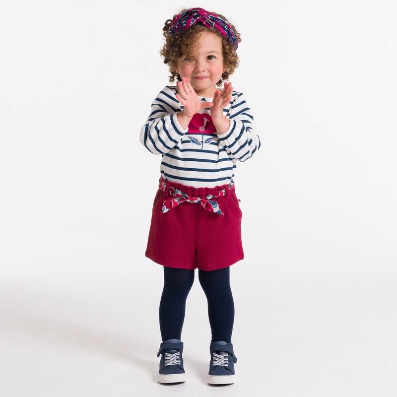 Short chaud ceinture fleurie rose bébé fille