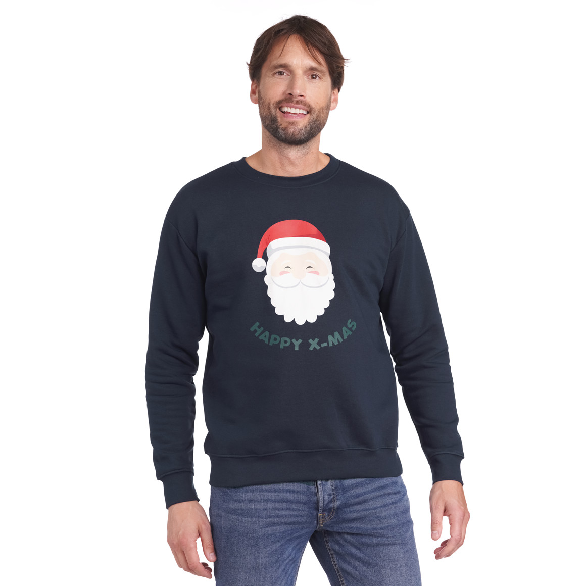 Herren Weihnachtssweatshirt mit Santa-Motiv