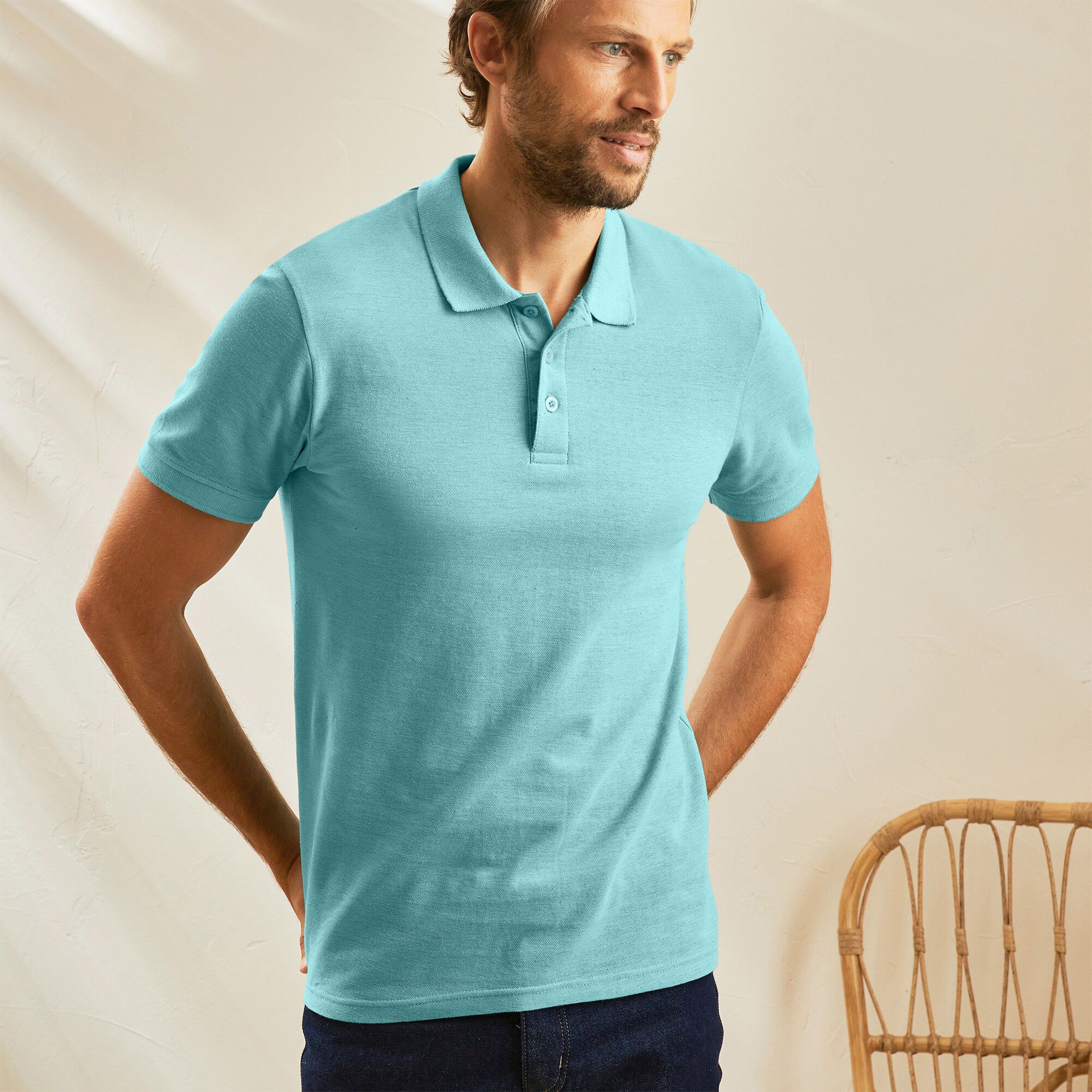 Polo uni maille piquée manches courtes