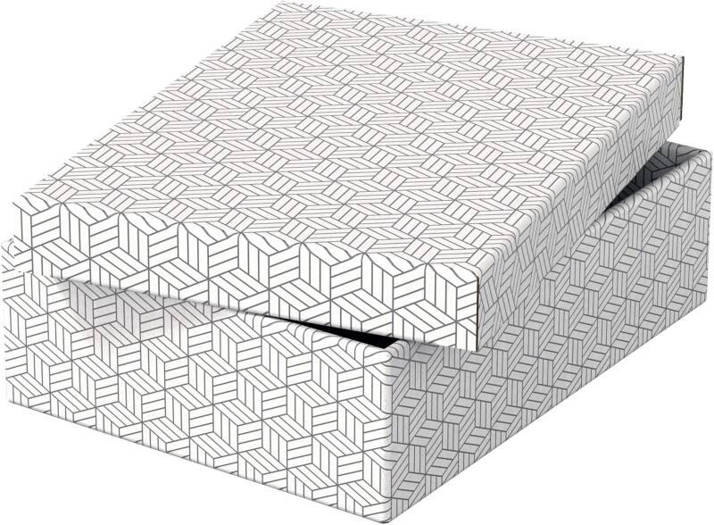 Esselte Home Aufbewahrungs- und Geschenkbox 628284 Mittel Flach 100% Recycelter Karton Weiß 265 x 360 x 100 mm 3 Stück