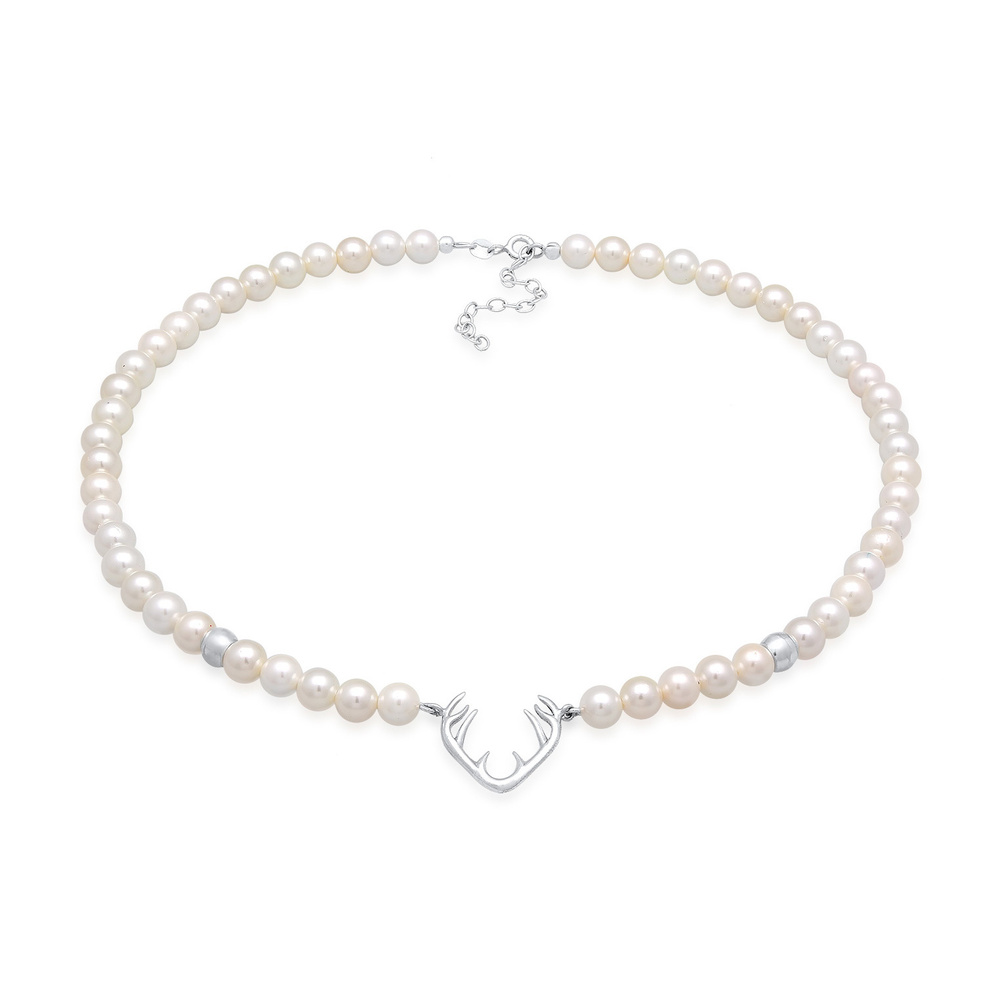 Elli Elli Collier Femmes choker bois de cerf avec perles de coquillage en argent sterl collier