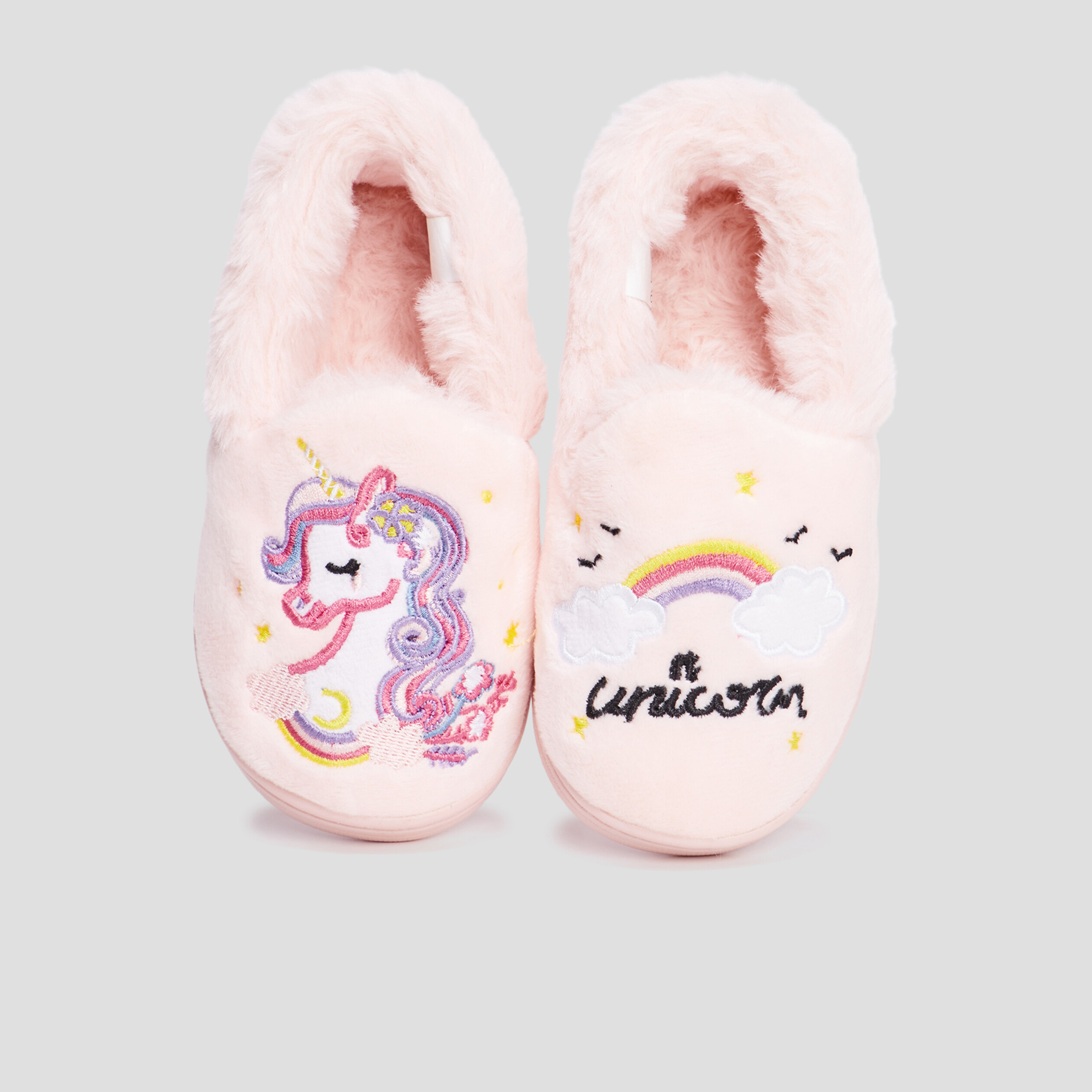 Chaussons sans gêne fourrés Licorne rose fille | La Halle