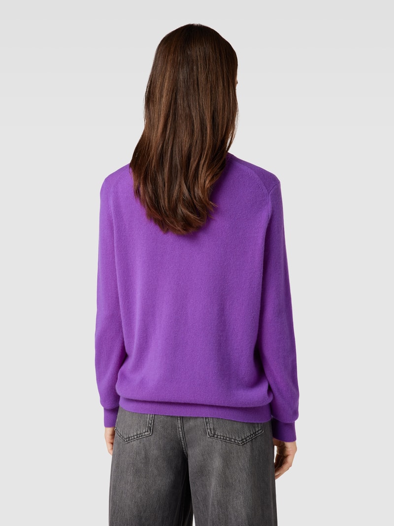 Kaschmirpullover in Strick-Optik mit Rundhalsausschnitt in violett