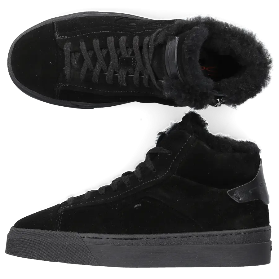 Santoni - Sneaker high 60943 Veloursleder - schwarz