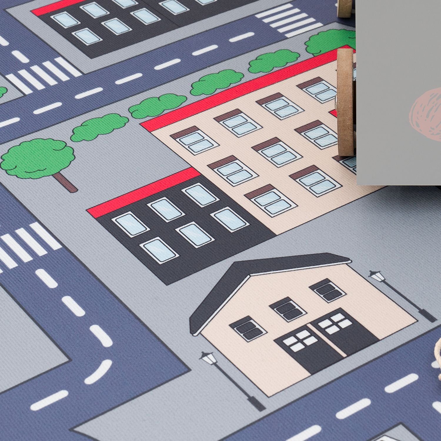 Kinderteppich Spielteppich Kinderzimmer Teppich Kinderteppich Auto Straßen, TT Home, rechteckig, Höhe: 9 mm