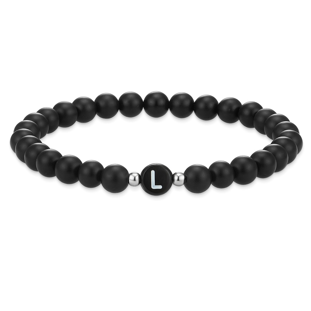 EASTSIDE Bracelet en pierres précieuses Lettres Agate en Noir Bracelet