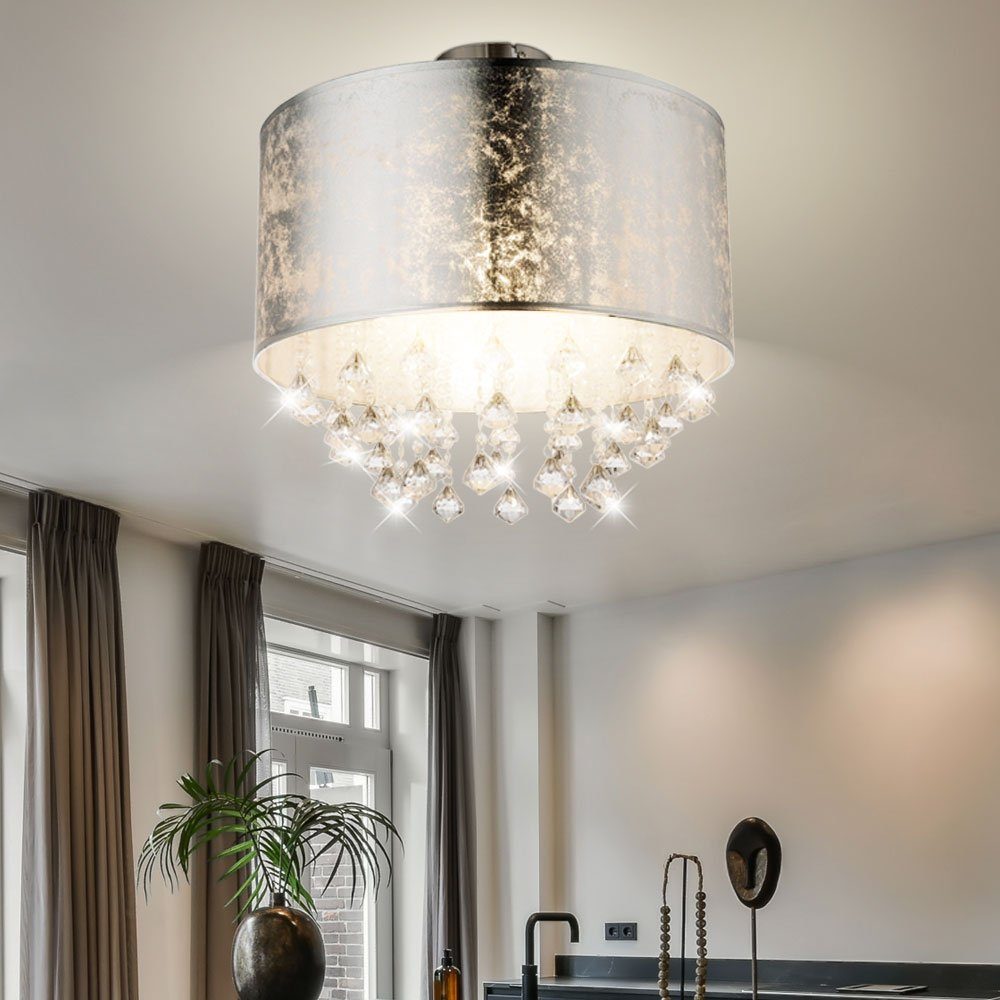 etc-shop LED Deckenleuchte, Leuchtmittel inklusive, Warmweiß, Farbwechsel, Decken Leuchte FERNBEDIENUNG Wohn Zimmer Kristall Lampe im Set