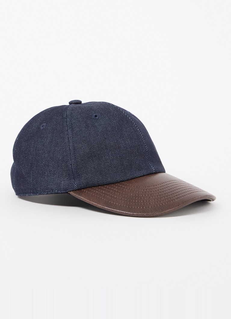 Sandro denim cap with lambskin details