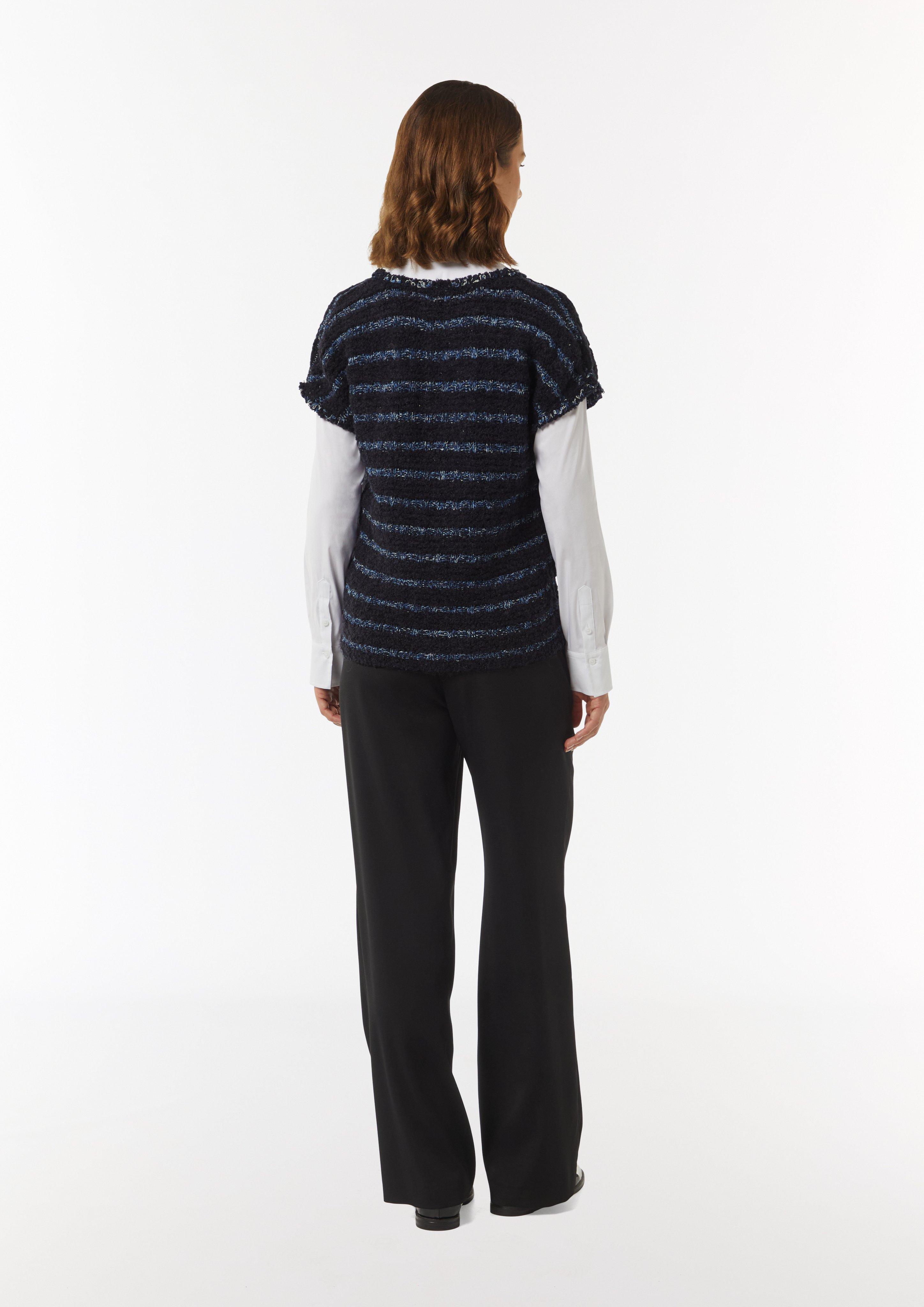 Strickpullunder aus Effektgarn mit Fransen - navy