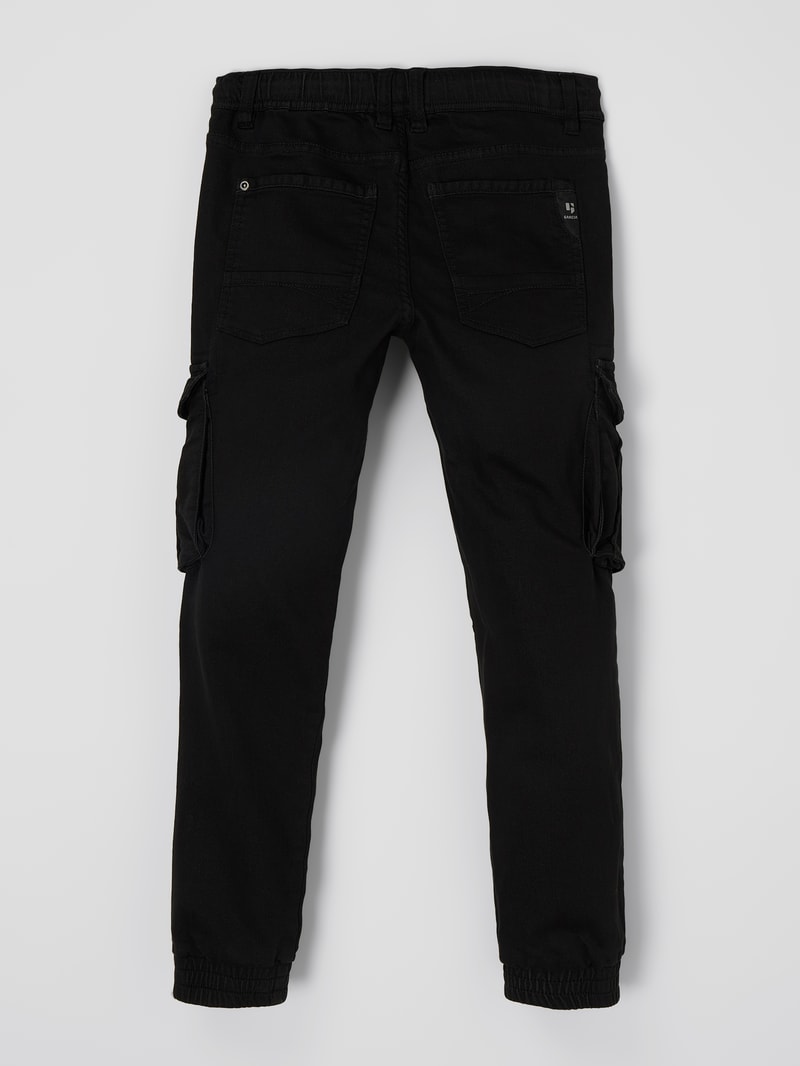 Cargohose mit elastischem Bund in schwarz
