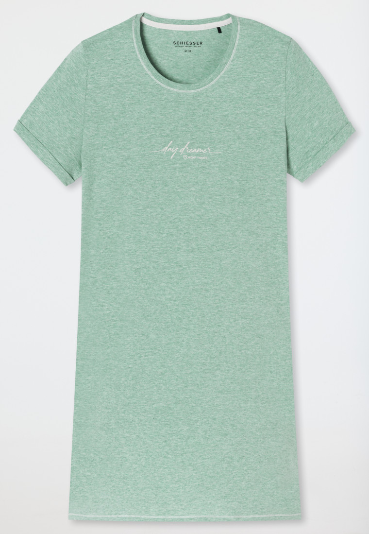 Sleepshirt kurzarm Print grün meliert - Casual Essentials