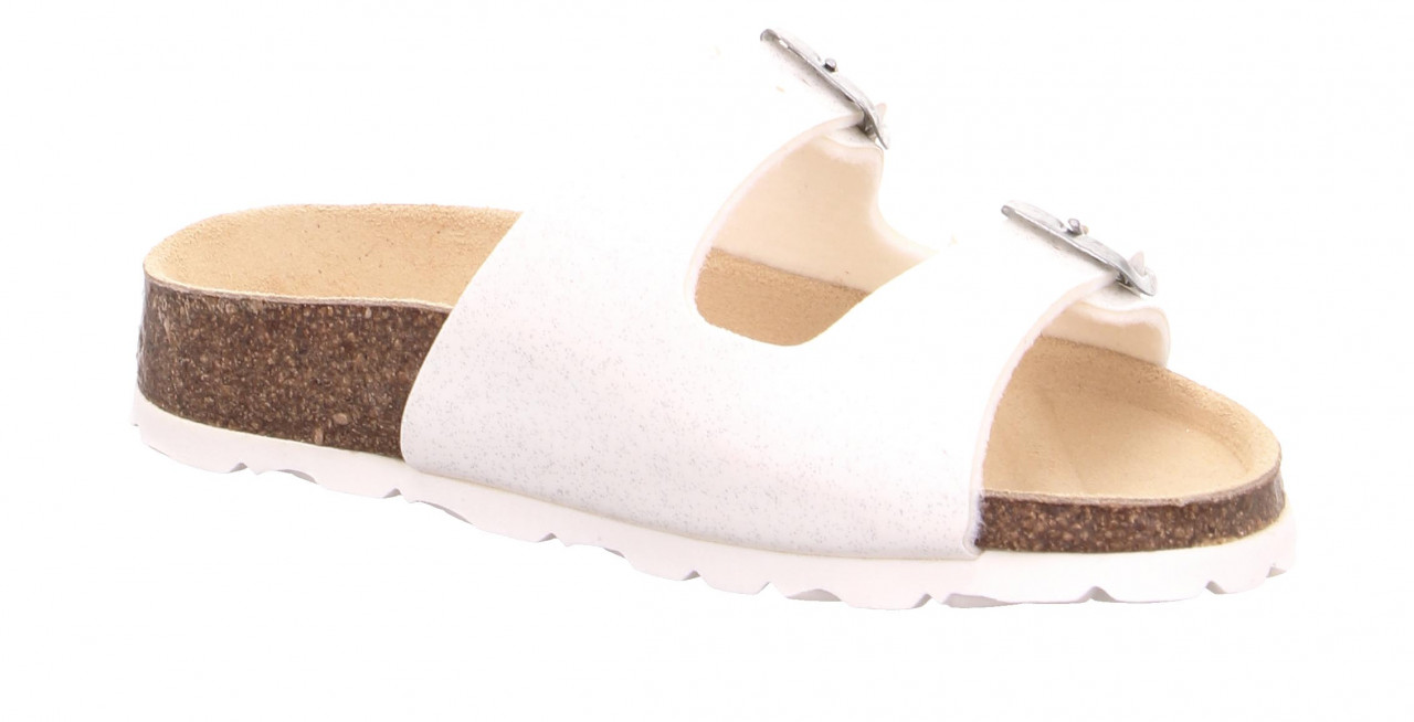 FUSSBETTPANTOFFEL - Weiss Pantoffel mit Schnalle