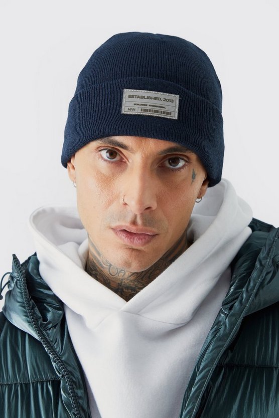 Beanie mit PU-Etikett