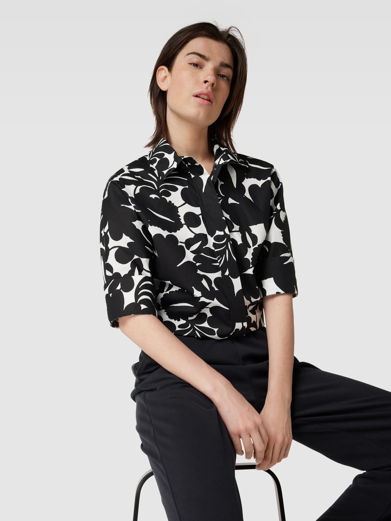 Bluse aus Baumwolle mit Allover-Print in schwarz