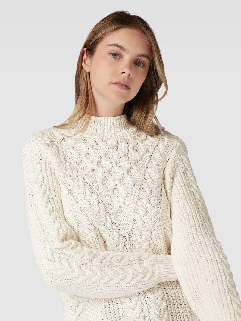 Strickpullover mit Zopfmuster Modell 'NORA' in offwhite