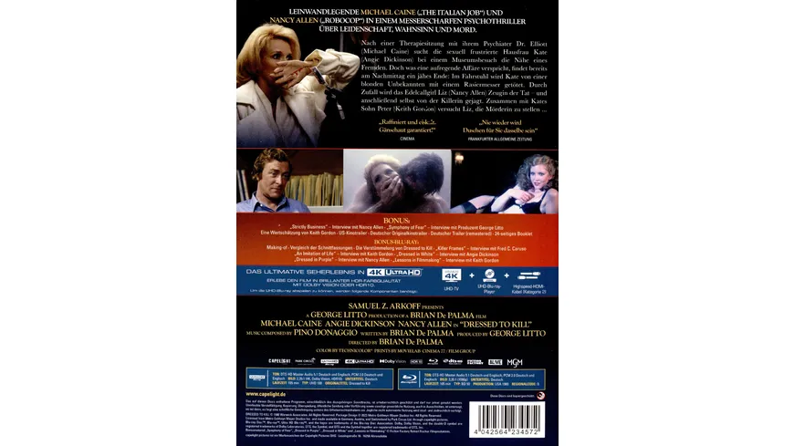 Dressed to Kill - 3-Disc Limited Collector's Edition im Mediabook (4K Ultra HD + Blu-ray + Bonus-Blu-ray)