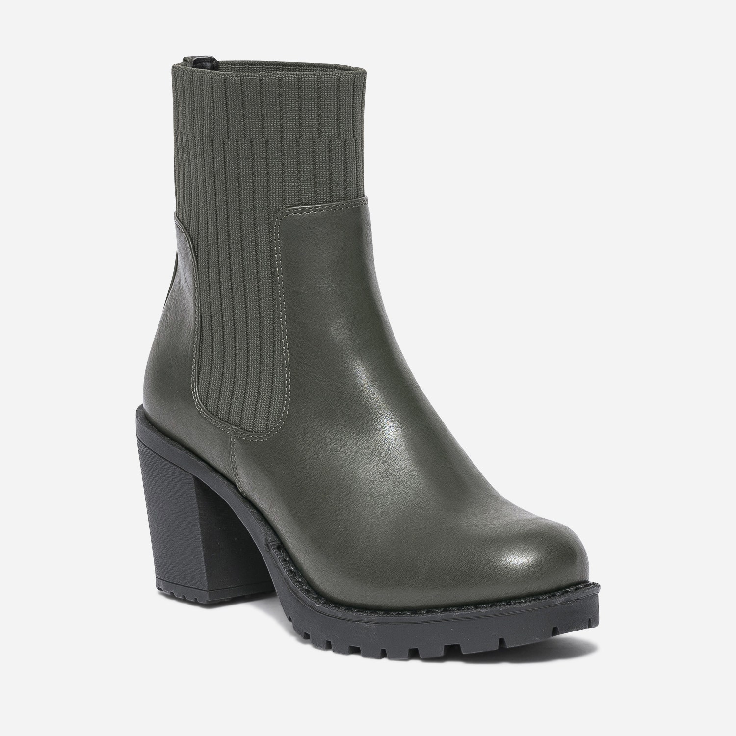 Boots TEXTO kaki avec tige textile côtelé