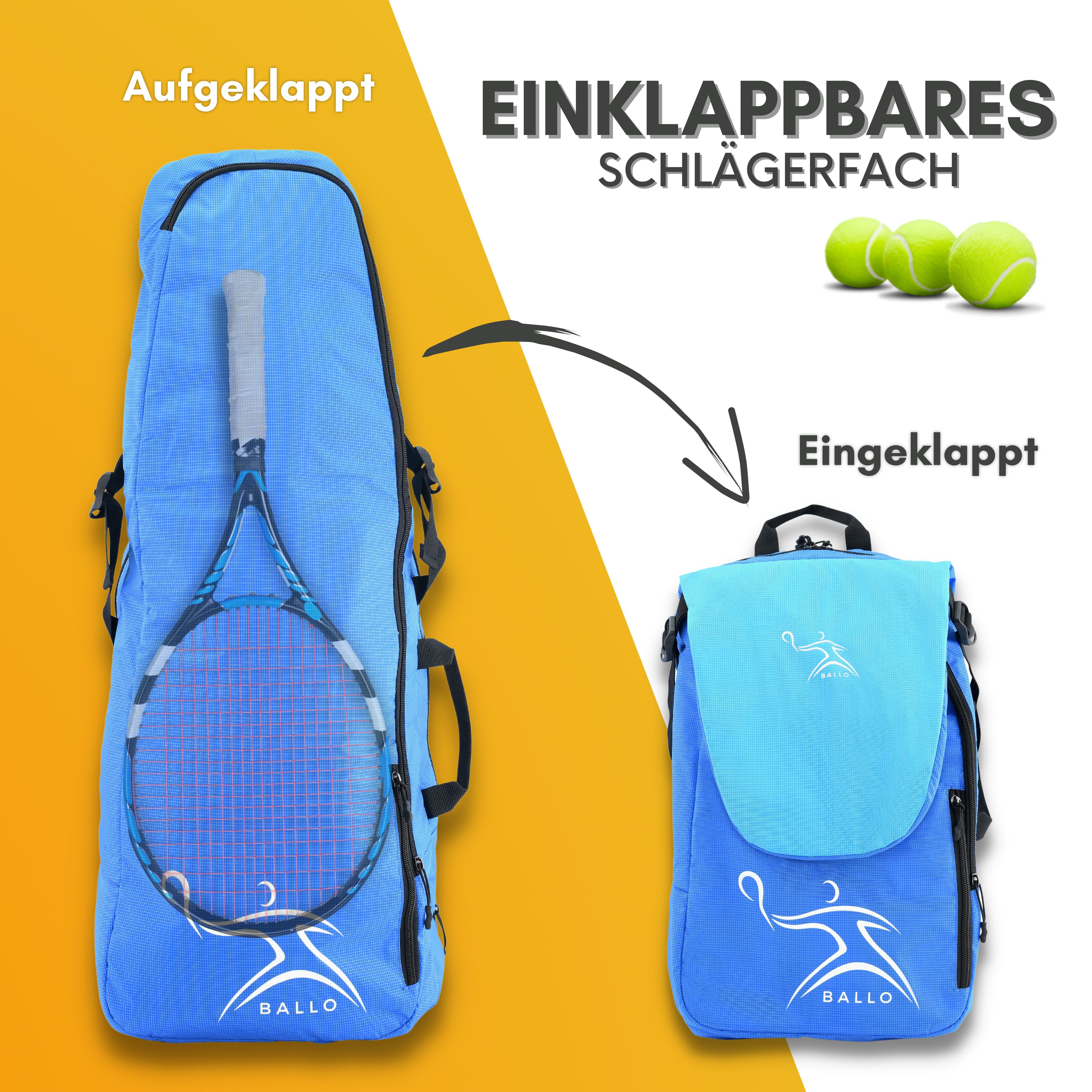 BALLO® Tennisrucksack Tennistasche Schlägertasche Rucksack Tasche Tennis Badmintion, separates Schlägerfach
