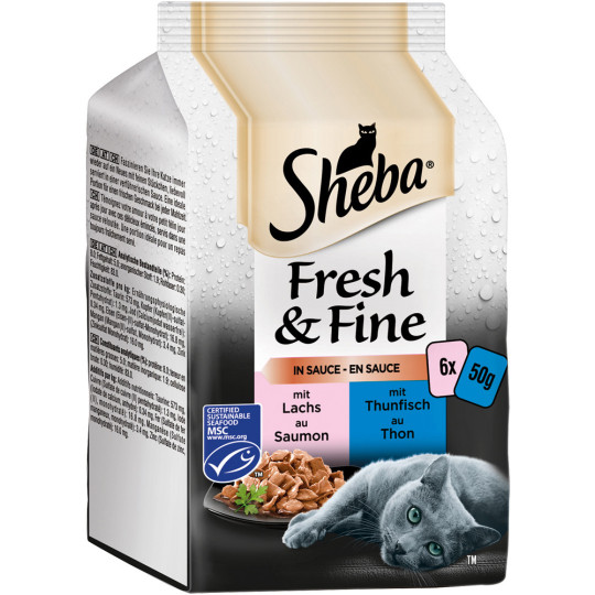 Sheba Fresh & Fine in Sauce mit Lachs und Thunfisch 6x 50G