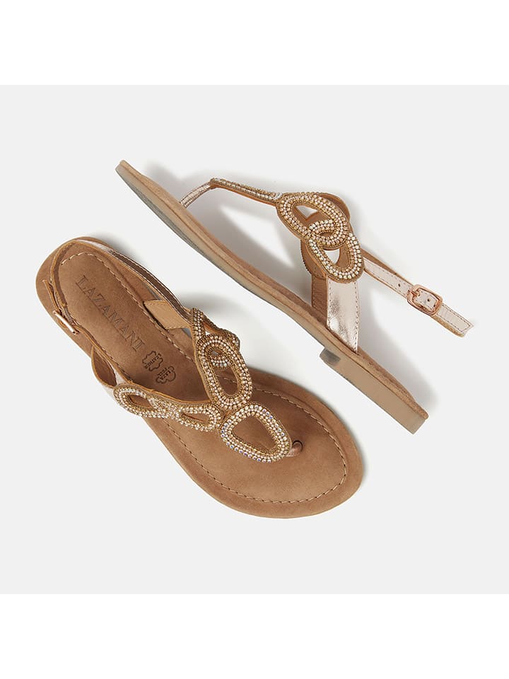 Lazamani Leder-Zehensandalen in Orange günstig kaufen