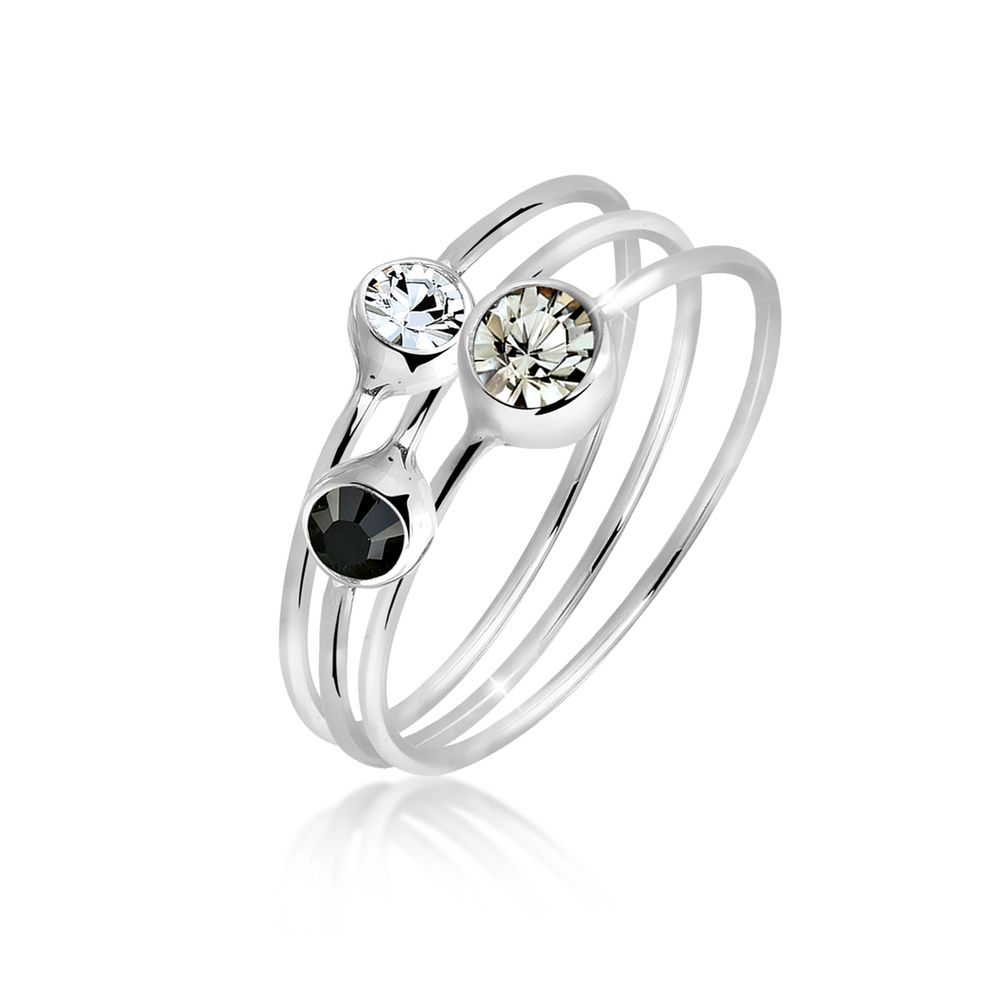 Elli Elli Bague Femmes Empilement Set de 3 Élégant avec Cristaux en Argent Sterling 92 Bague