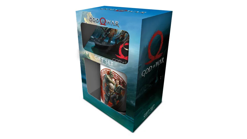 Geschenkset (Tasse, Untersetzer & Schlüsselanhänger) - God of War