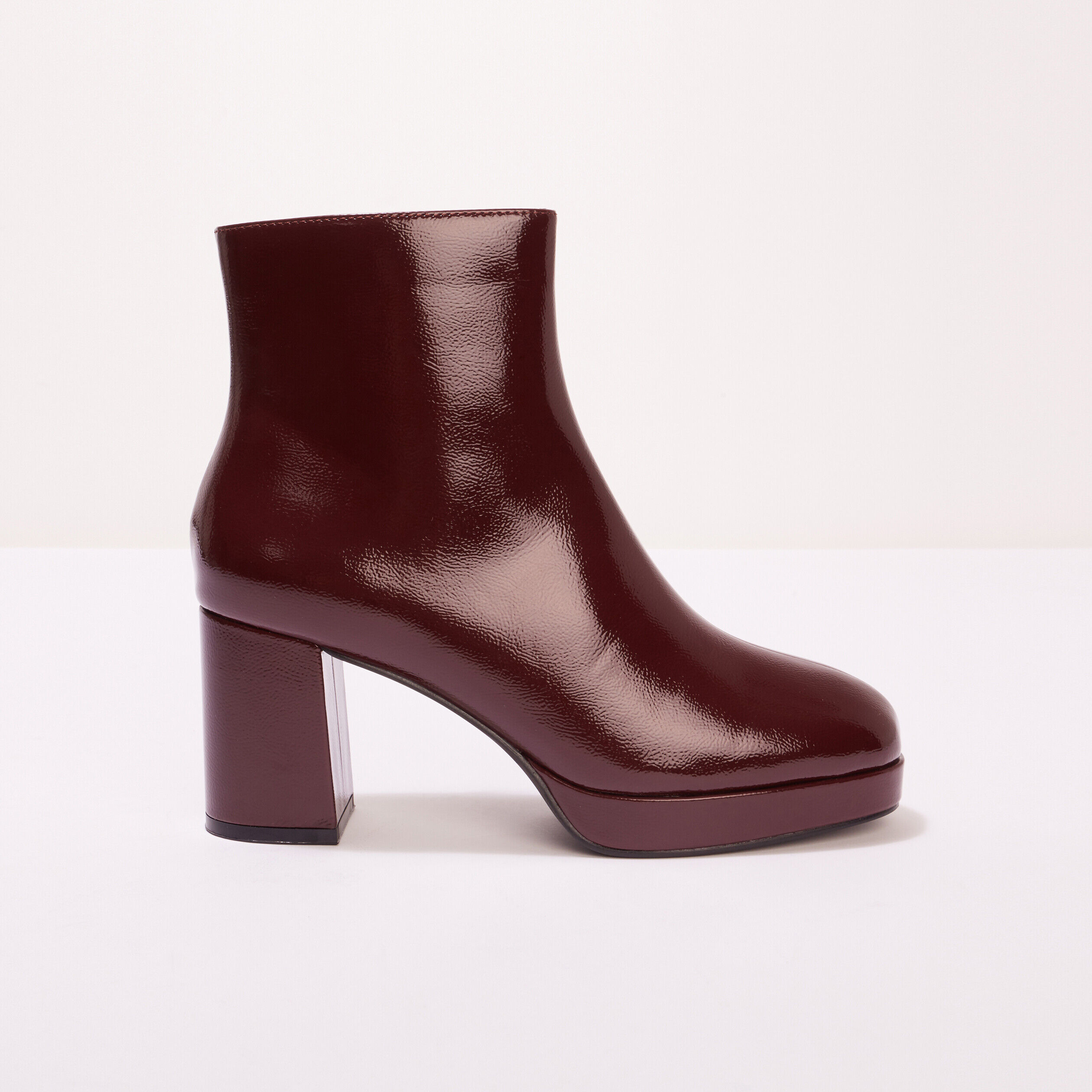 Bottines vernies talon haut prune femme | Cache Cache