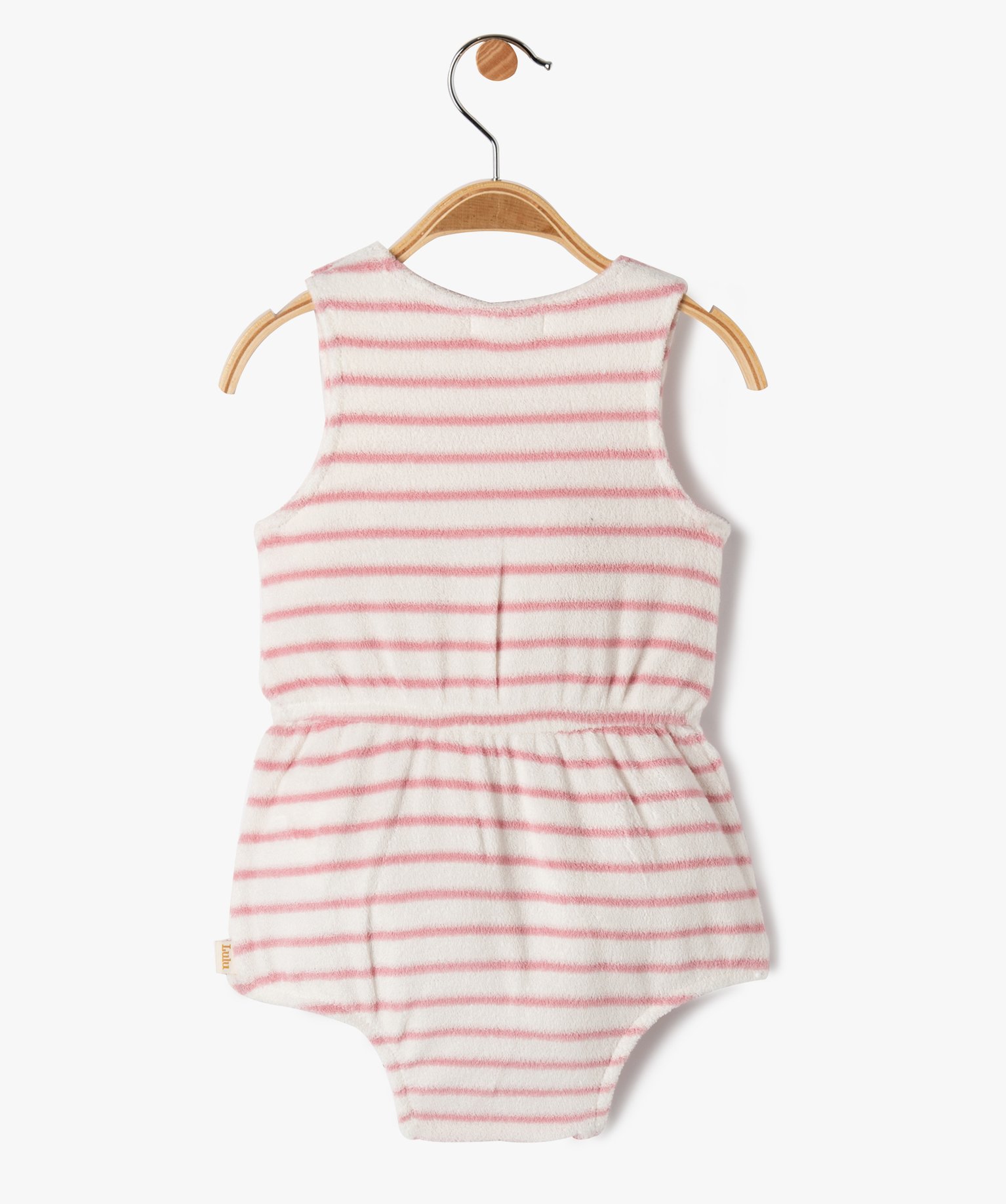 Combishort bébé à bretelles en éponge rayé - LuluCastag... ecru | GEMO