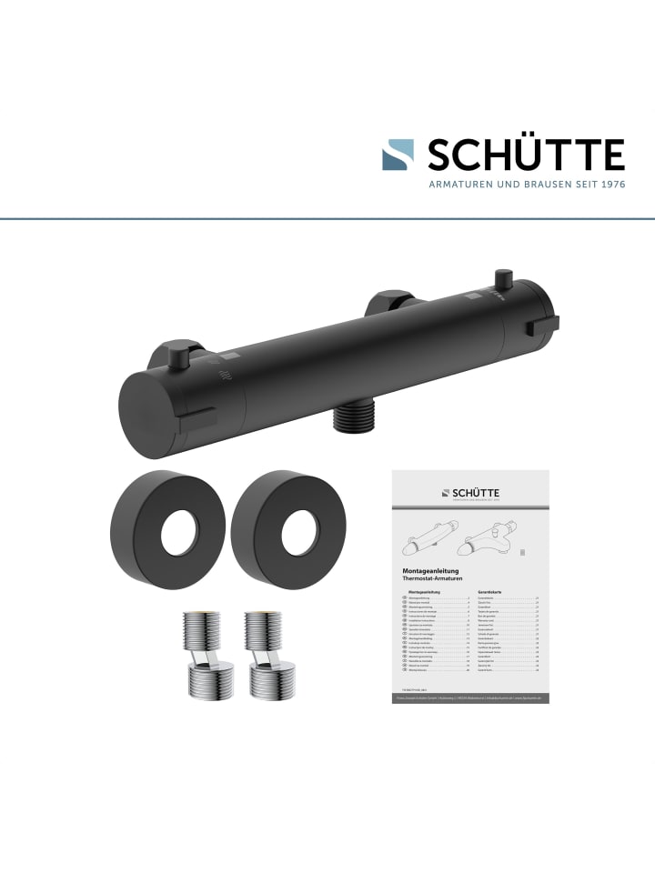 Schütte Duscharmatur LONDON in Schwarz matt mit Thermostat - (L) 7 x (B) 27 x (H) 6 cm günstig kaufen onesize