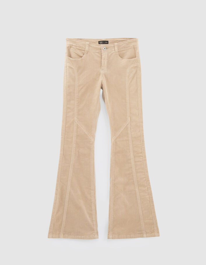 Pantalon FLARE beige taille basse en velours fille