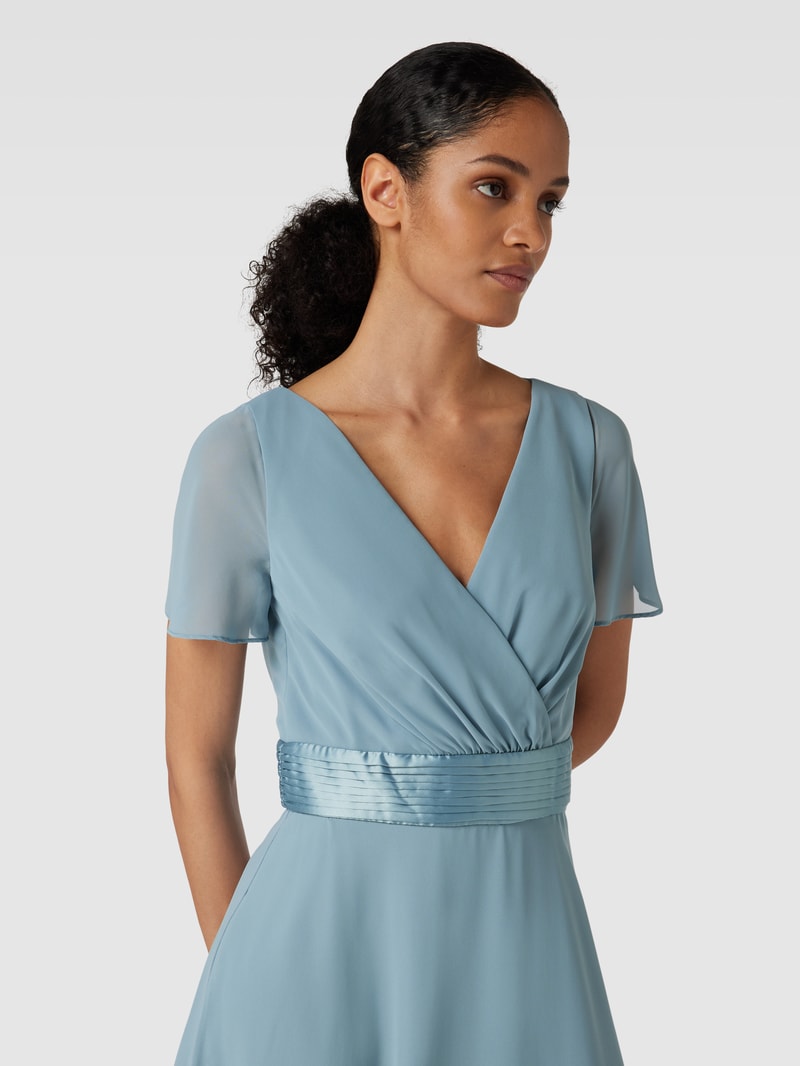Cocktailkleid in Wickel-Optik in ozean blau