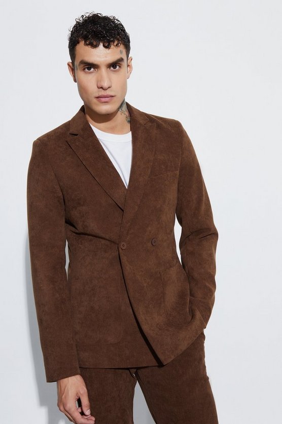 Zweireihiger Skinny Cord-Blazer