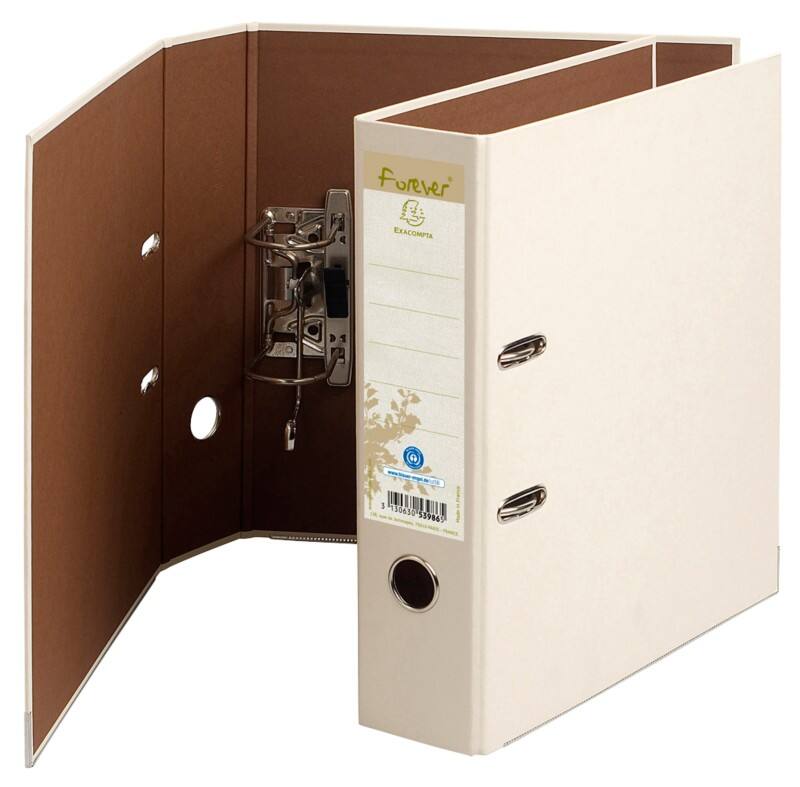 Exacompta Forever Ordner DIN A4 80 mm Elfenbein 2 Ringe 53986SE Pappkarton Hochformat 10 Stück