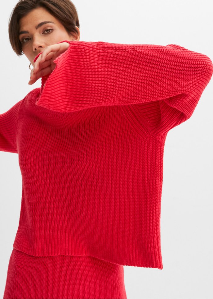 Kurzer Strickpullover mit Rollkragen