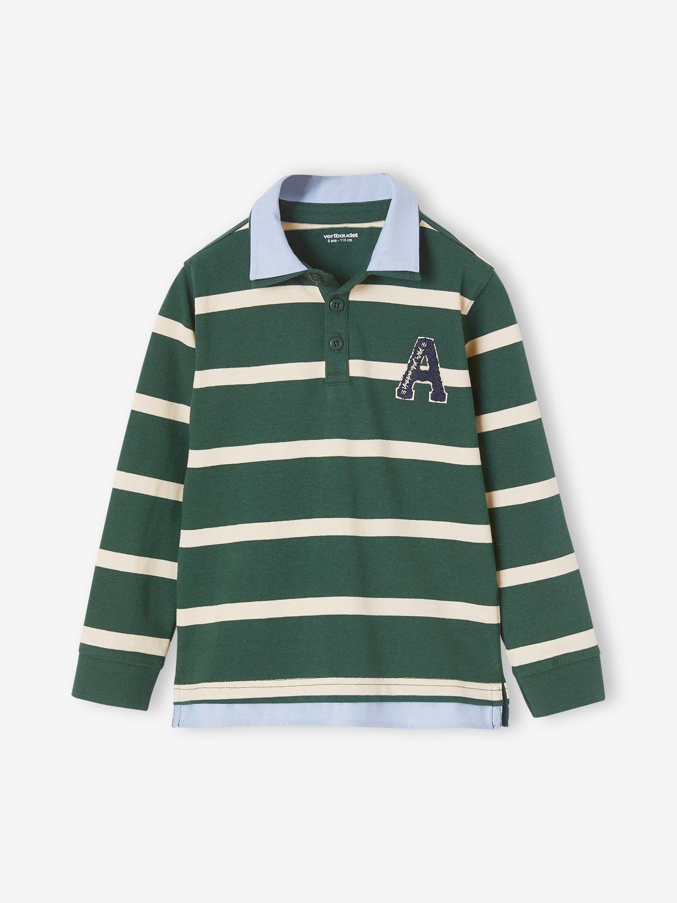 Vertbaudet Jungen Poloshirt mit Lageneffekt - englischgrün