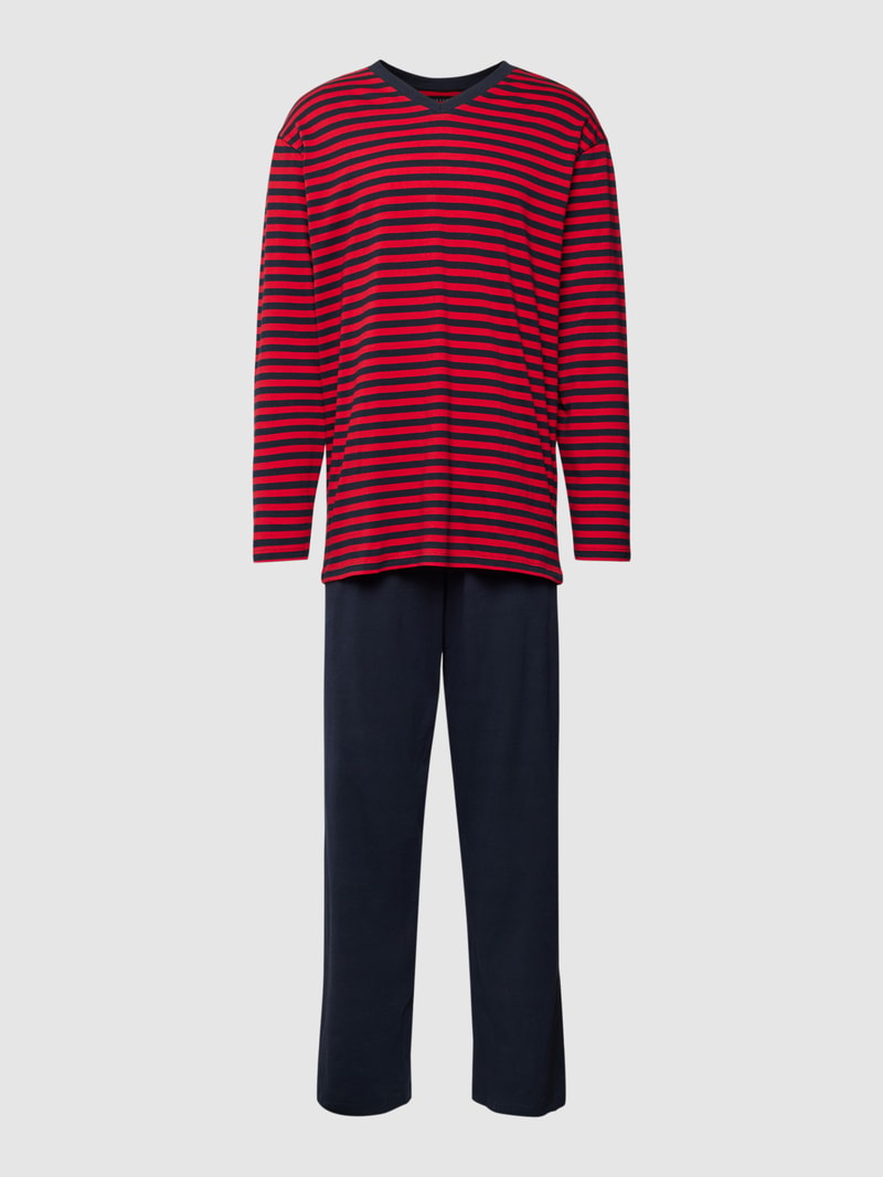 Pyjama mit Streifenmuster in rot
