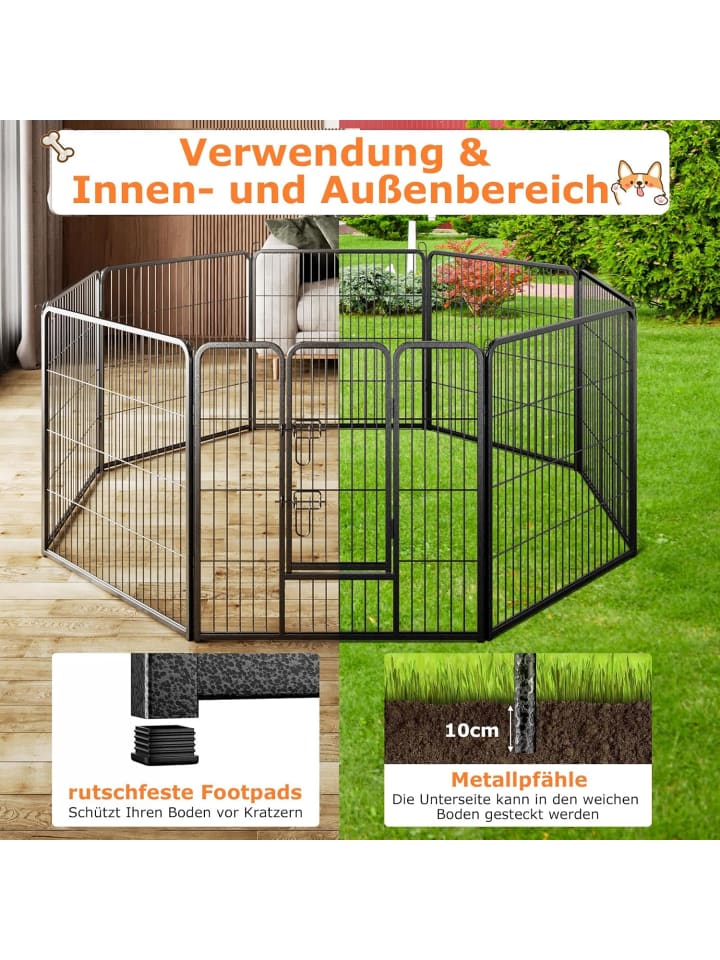 COSTWAY 8 tlg. Welpenauslauf 80cm hoch in Schwarz günstig kaufen onesize