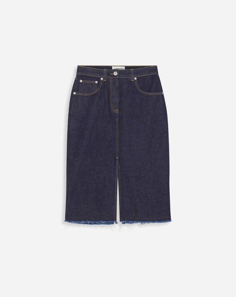 JUPE DENIM DROITE MI-LONGUE