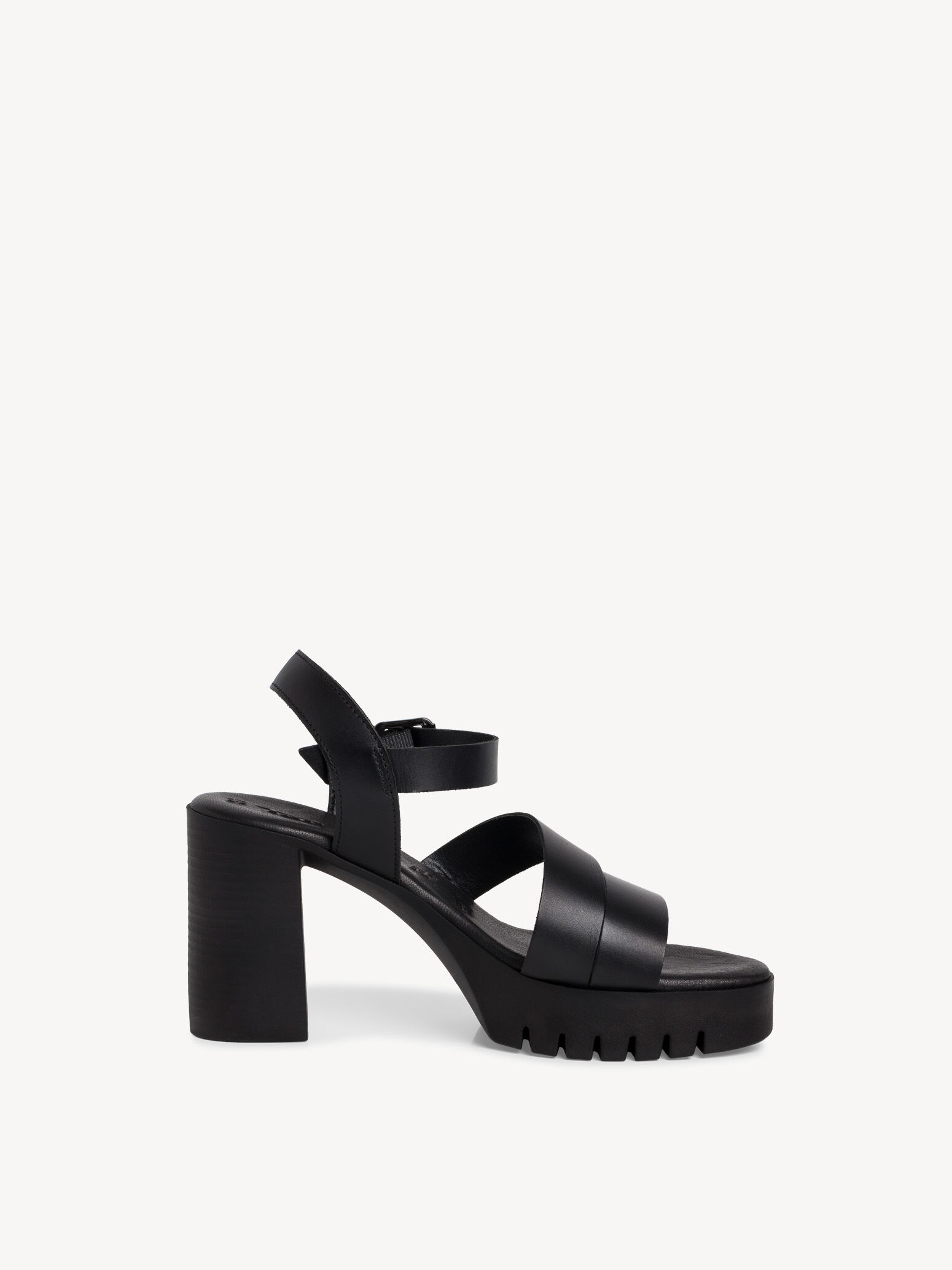 Sandale à talon en cuir - noir