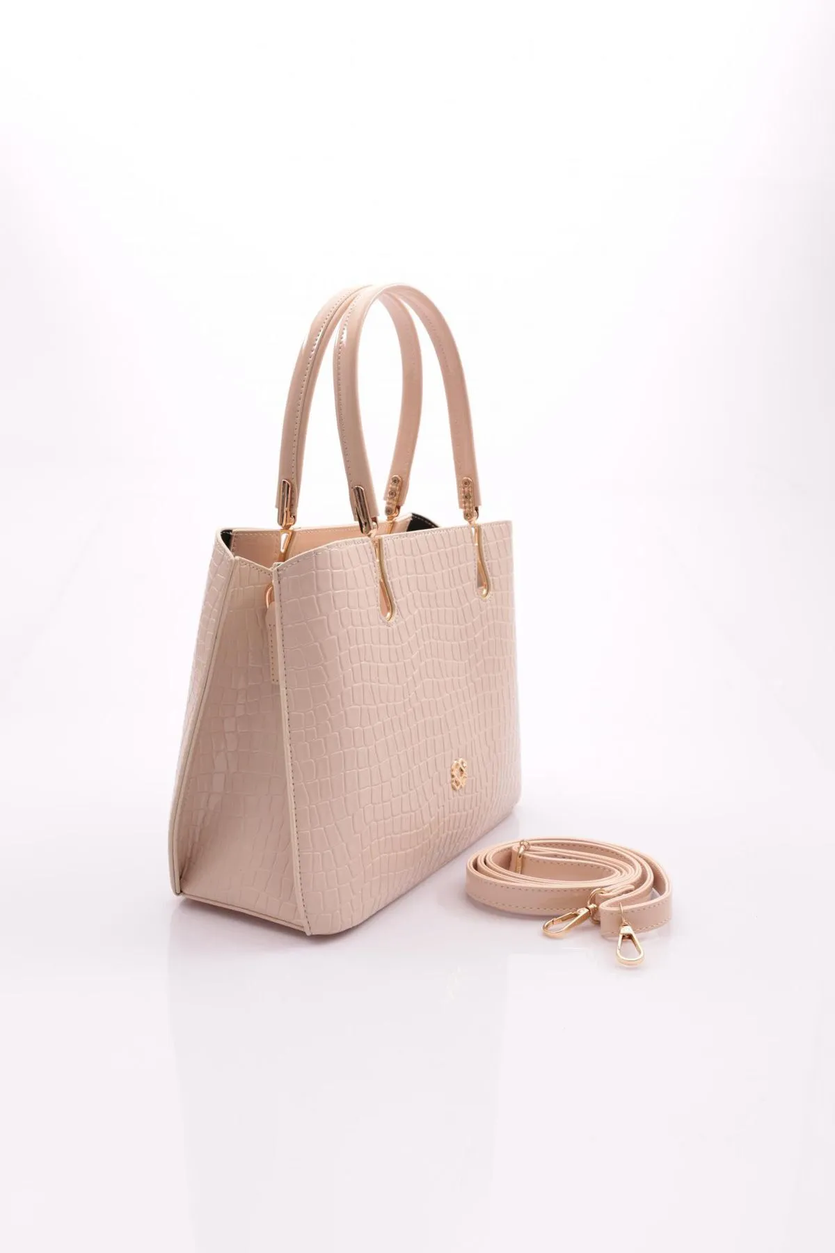 DGN  10015 Beige Krokodil Damen Säulentasche