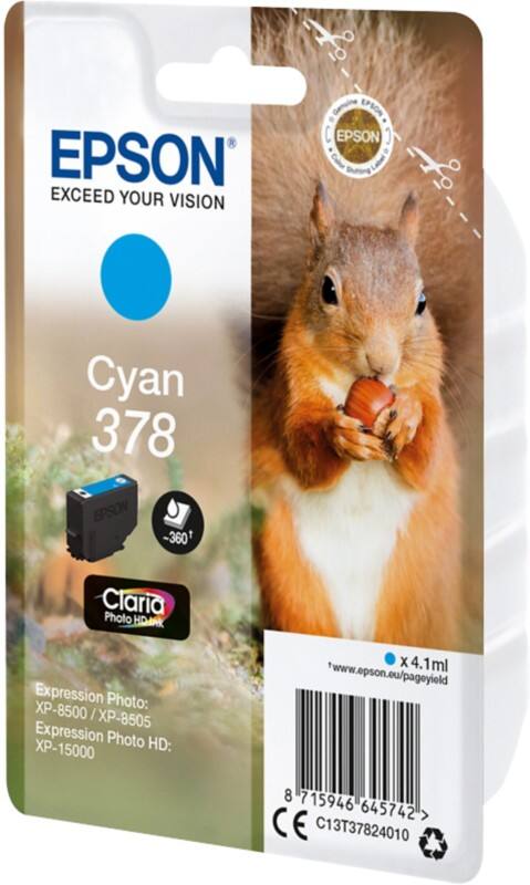 Epson 378 Original Tintenpatrone C13T37824010 Cyan