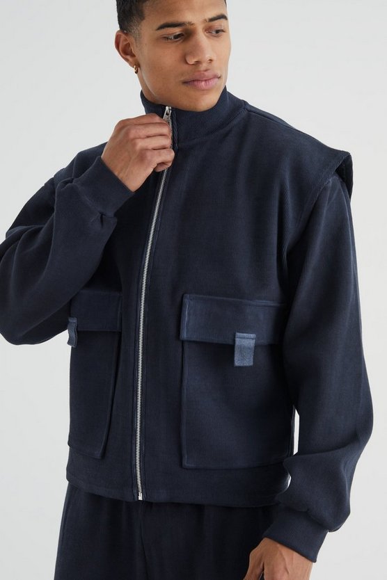 Kastige gerippte Oversize Weste