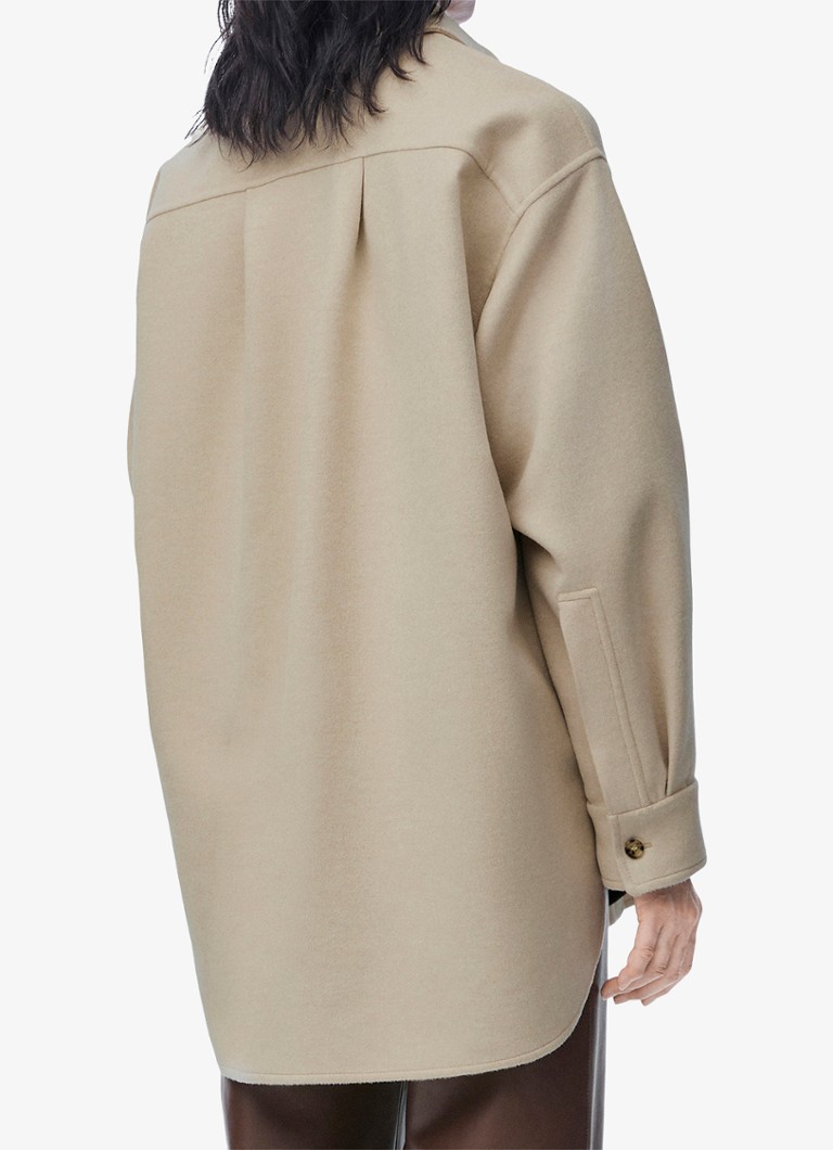 LOEWE Overshirt in cashmere blend with leather detail