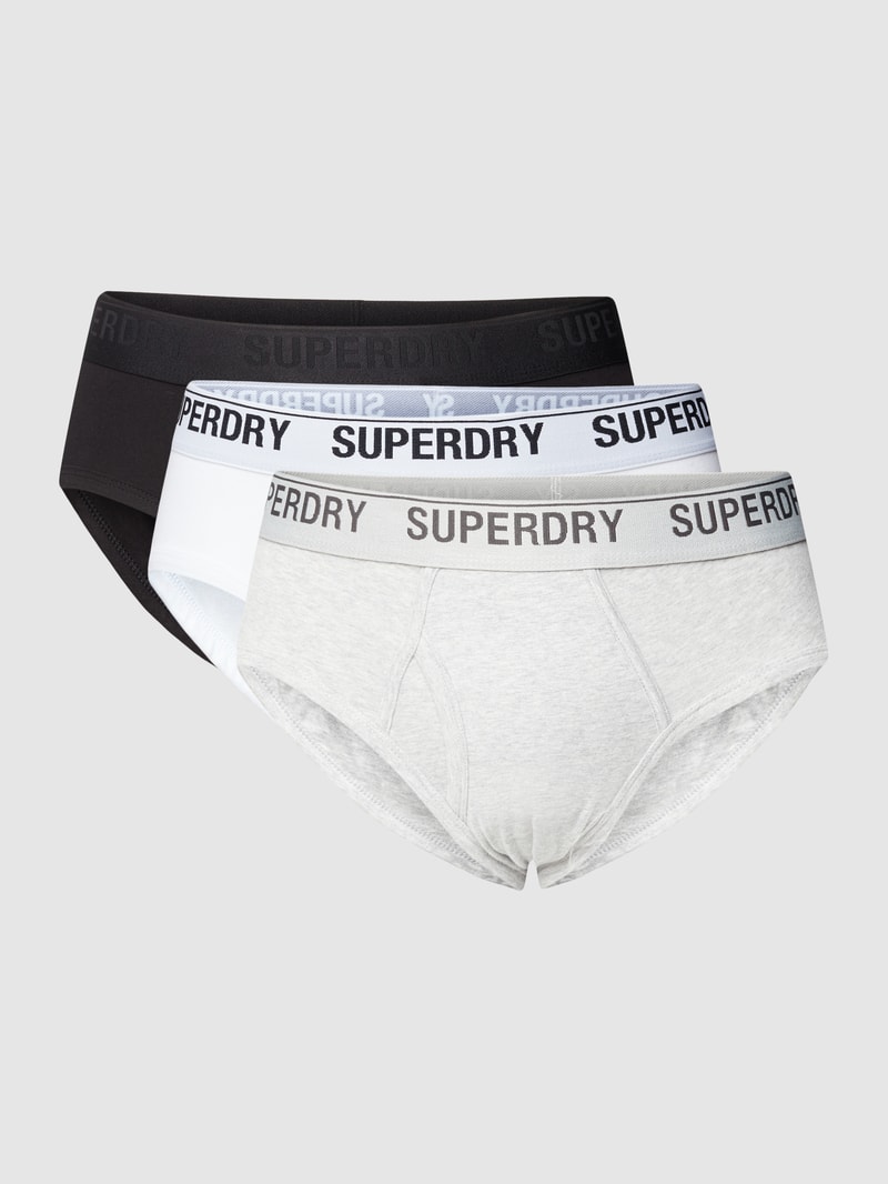 Slip mit Logo-Bund im 3er-Pack Modell 'BRIEF MULTI TRIPLE PACK' in mittelgrau meliert
