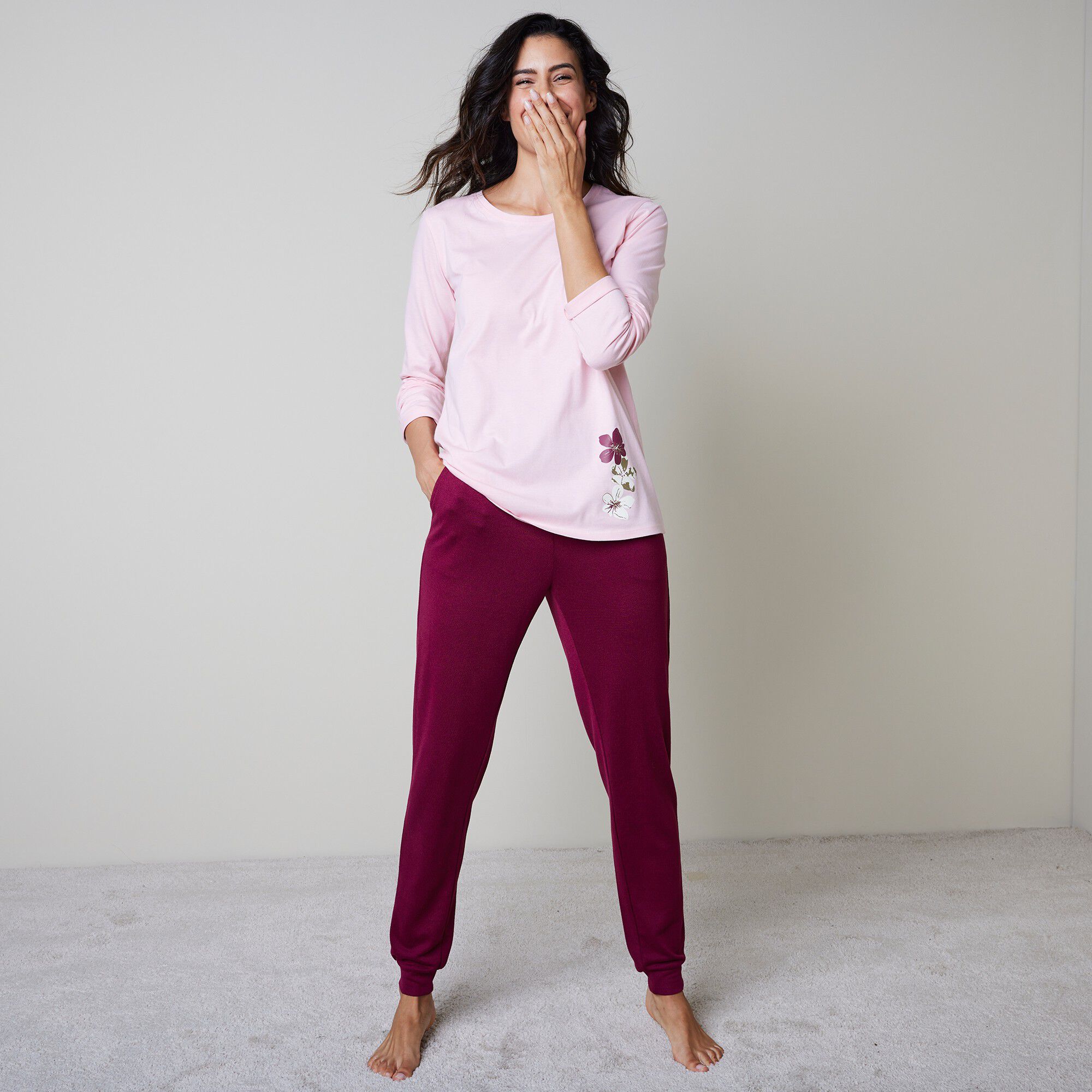 Pantalon pyjama fluide bas resserrés