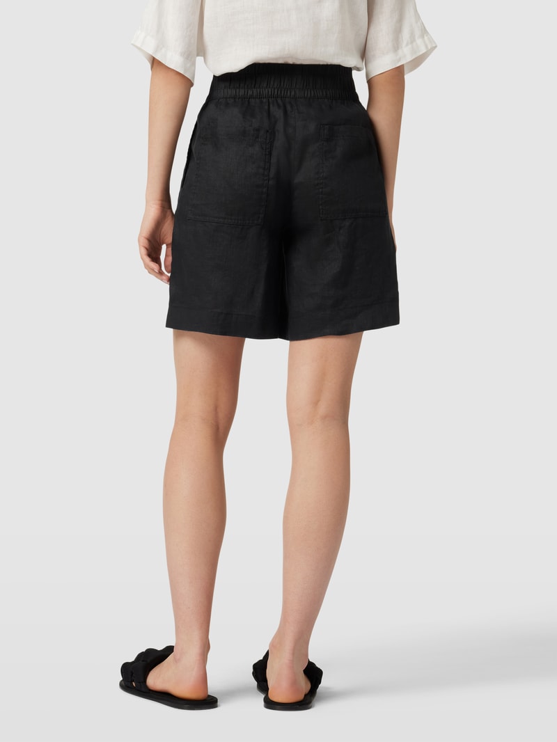 Shorts aus Leinen mit Eingrifftaschen in schwarz