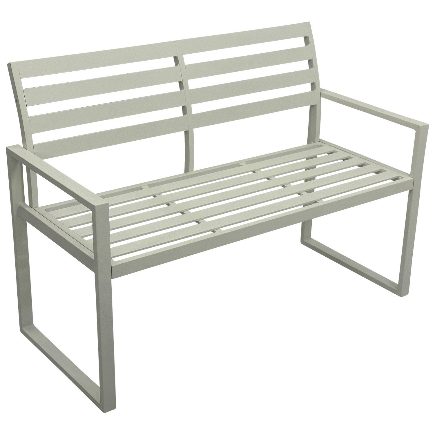 DEGAMO Gartenbank ATLANTA (1-St), 2-sitzer 123cm, Aluminium rostfrei in weiss, modern
