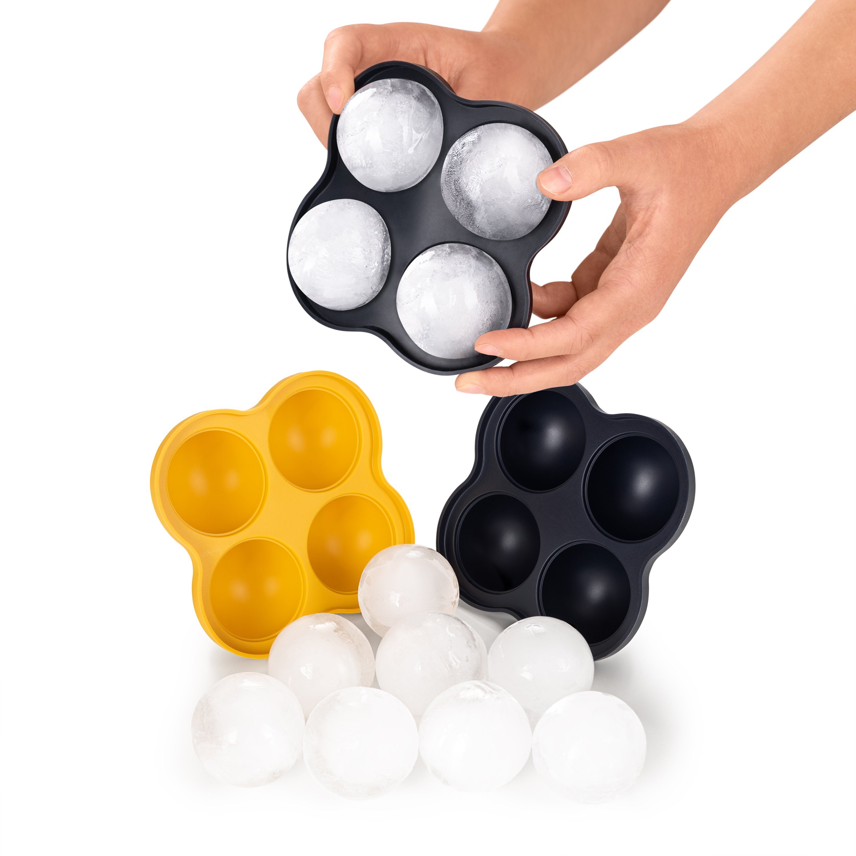Blumtal Eiswürfelform Eiswürfelform Silikon Kugeln - Kugelgröße XXL, 2x4er Pack, Eiskugelform BPA frei, Leichtes Herauslösen der Eiswürfel