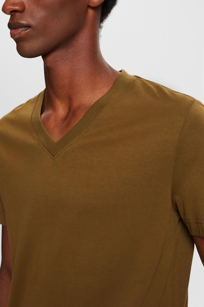 Jersey-T-Shirt mit V-Ausschnitt, 100 % Baumwolle